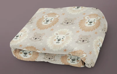 Manta Minky, Leones Africanos, Beige y Crema Neutro Decoración Infantil Regalo Foto 1 de 4