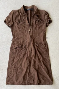 Vintage Liz Claiborne Silk Brown Zipper Dress Womens Size 6 - Picture 1 of 10