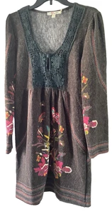 Aryeh Boho Vintage Style Sz Medium Floral Lace Sweater Dress - Picture 1 of 8
