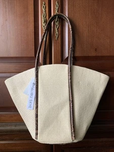 NEW MSRP $98 Designer Malibu Skye Brown Snake Straw Basket Bucket Purse Tote - Picture 1 of 12