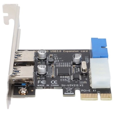 USB3.0 Expansion Card 2 Port 19 Pin 4P PCIE to USB3.0 Card Controller Adapter - Image 1 of 4