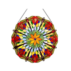 Stained Glass 24" Round Window Panel Suncatcher Handcrafted LAST ONE THIS PRICE - Picture 1 of 2