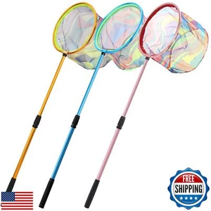 Kids Fishing Net, 3 Pack Telescopic Beach Nets with Aluminum Pole Handle, But - Picture 1 of 5
