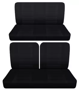 Se adapta a Chevy Delray 1958 sedán de 2 puertas delanteras 50-50 cubiertas de asiento superiores y traseras negras - Imagen 1 de 1