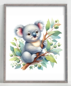 Nursery Wall Art Print, Cute Koala Kids Room Print, Baby Wall Decor Art #41 - Picture 1 of 2