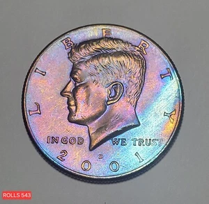 2001-D UNC SUNNING MONSTER TONED KENNEDY MEZZO DOLLARO TONI543 - Foto 1 di 2
