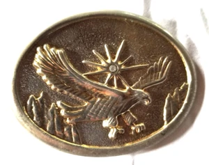Southwestern Sun Eagle Gold & Silver Tone Metal Belt Buckle VTG Rodeo Cowboy - Picture 1 of 5
