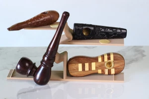 Discounted 4 Pipe Set (1-2 with Blemishes) Wood Hand Carved Smoking Pipes BRN04 - Picture 1 of 8