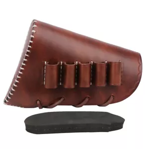 TOURBON Leather 12GA Ammo Shell Carry Cheek Rest Shotgun Buttstock Holder Cover - Picture 1 of 23