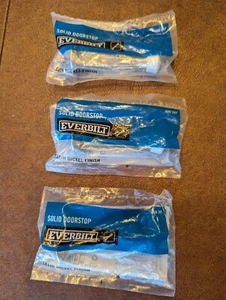 💥NEW! Lot of 3 Everbilt Satin Nickel Finish Solid Door Stops # 489 247 - Picture 1 of 4