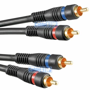 PRO TWIN RCA PHONO CABLE 2 x Male to 2 x Male DOUBLE SHIELDED AMP SUB LEAD - Picture 1 of 22