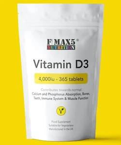Vitamin D 4000IU Tablets | 365 Vitamin D3 Supplements | High Strength, UK Vit D - Picture 1 of 6