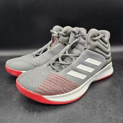 Adidas Pro Spark 2018 Basketball Shoes Kids Boys 2.5 K Wide Gray/Red F35676 Used - Image 1 of 4