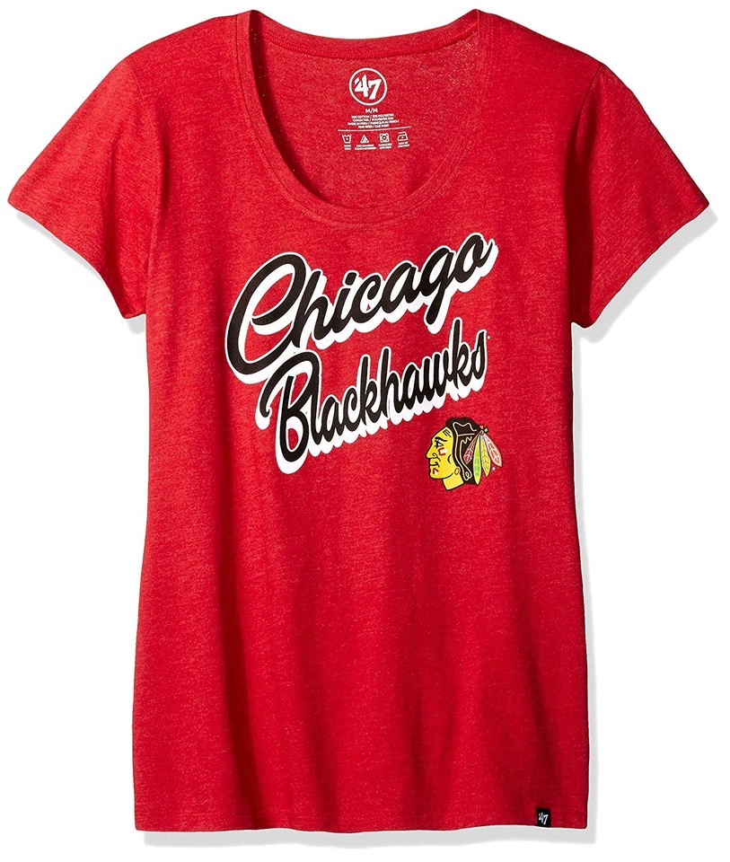New NHL Women's 47 Brand Chicago Blackhawks Club Scoop Tee T Shirt Medium M — 第 1/1 张图片