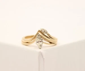 Beautiful 14K Gold & .5ctw Natural Diamond Wedding Band SET Sz 7.5 Gold 4.85g - Picture 1 of 13