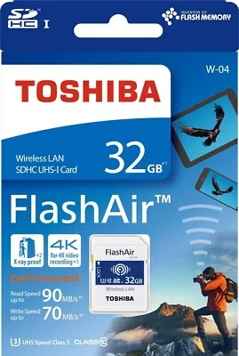 New TOSHIBA W-04 FlashAir 32GB Memory Card - Image 1 of 3