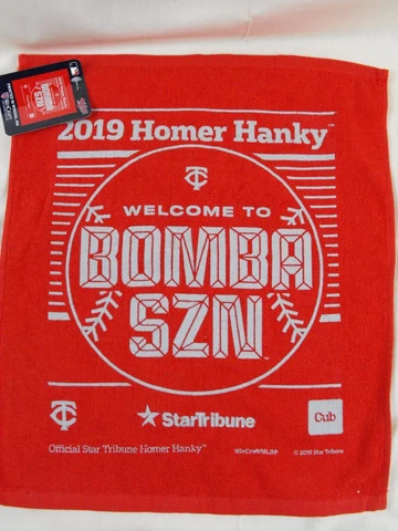 2019 MINNESOTA TWINS Homer Hanky BOMBA SZN Red Rally Towel PLAYOFFS 2019 NWT Cover