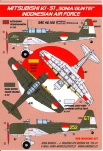 Calcomanías KORA 1/48 MITSUBISHI Ki-51 SONIA GUNTEI Fuerza Aérea de Indonesia - Imagen 1 de 2
