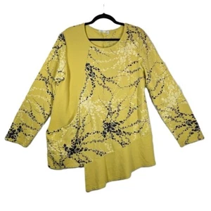 Kaktus Top Damen Lagenlook Chartreuse Art to Wear asymmetrisch Strick Gr. Medium - Bild 1 von 12