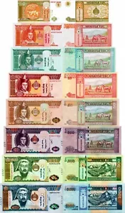 MONGOLIA - Lotto 8 banconote 1/5/10/20/50/100/500/1000 tugrik FDS - UNC - Imagen 1 de 1