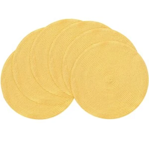 15 Inch Round Braided Placemats Set of 6 Washable Heat Resistant Cotton Polye... - Picture 1 of 5