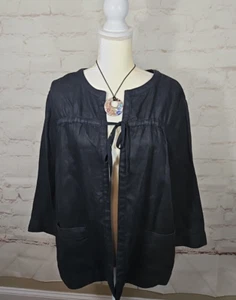 Linen Jacket Women's Casual Size Large Boho Lagenlook JNY NEW - Picture 1 of 14