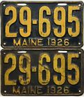 1926+Maine+License+Plate+PAIR+%2329-695+No+Reserve