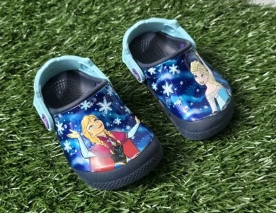 CROCS FUNLAB DISNEY FROZEN NAVY BLUE ANNA ELSA CLASSIC CLOG Toddler SZ 6c - Image 1 of 4