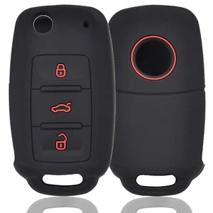 For VW Polo Golf Passat Tiguan Jetta Silicone Key Case Remote Fob Cover 3 Button - Picture 1 of 6
