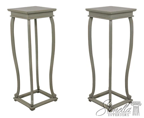 L59706EC: Pair Distressed Painted Finish Plant Stand Pedestals	 Cover