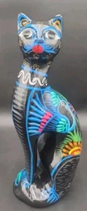 "Maialino gatto dipinto a mano Talavera Mexican Ensenada 11,5" alto ""BELLISSIMO" - Foto 1 di 20