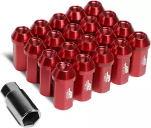 20 Pcs 7075 Aluminum Closed End M12 X 1.5 Lug Nuts Set W/Socket Adapter, Red, Fi - Picture 1 of 7