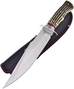 Frost Fixed Blade Imitation Stag Handle Sharps Stainless Knife w/ Sheath SHP005