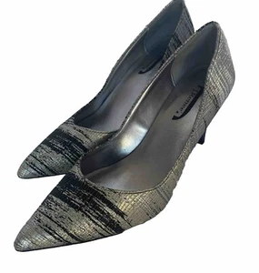 Zapatos de tacón alto para mujer J Renee plateados metálicos con textura brillante y negros 7 1/2 - Imagen 1 de 9
