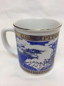 Washington DC White House US Capital Building White Blue Gold Coffee Cup - Picture 1 of 3