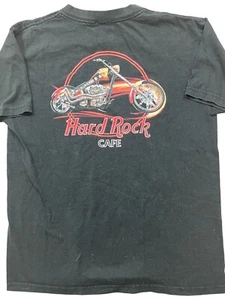 Y2K Hard Rock Cafe T-Shirt Youth L-XL Black Logo Short Sleeve Motorcycle Iconic - Picture 1 of 7