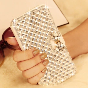 Luxury Bling Diamond Wallet Leather Magnetic Flip Case Cover For Various Phone - Picture 1 of 13