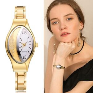 Women Bracelet Watch Gold Fashion Luxury Stainless Steel Wrist Watch Rhinestone 