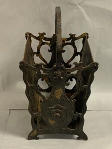Antique Vintage Art Deco Cast Iron Magazine Rack Spanish Revival Gothic - Picture 1 of 14