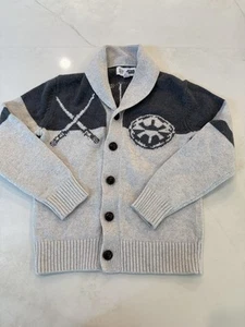 GAP Star Wars Darth Vader Cardigan Kids M Gray Knit Sweater Lightsaber - Picture 1 of 14
