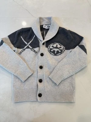 GAP Star Wars Darth Vader Cárdigan Niños M Gris Tejido Suéter Sable de Luz Foto 1 de 4