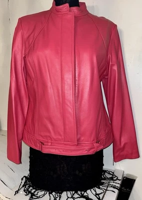 NWT Terry Lewis Very Rare Women’s Hot Pink Soft Leather Jacket M - Image 1 of 4