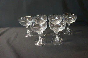 6 Fostoria Glas Love Song Platinrand Champagner groß Sherbet Gläser 5" hoch - Bild 1 von 1