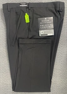 Pantalones de vestir negros plisados HAGGAR 40x30 para hombre "se ajustan como 39x30" nuevos con etiquetas - Imagen 1 de 15