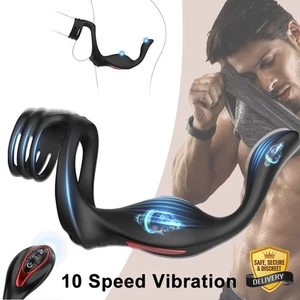 Vibrating Butt Plug Remote Control Prostate Massager Vibrator Cock Ring Sex Toys - Picture 1 of 13