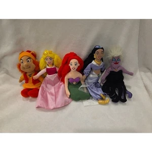 Vintage Disney Store Plush Lot of 5 Ursula Jasmine Ariel Aurora Fairfolk NWT - Picture 1 of 6