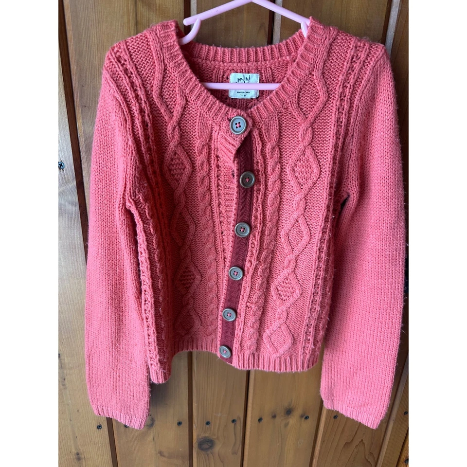 Cárdigan tejido Mini Boden para niñas jóvenes | Naranja quemado tejido con botones | Talla 7-8Y Foto 1 de 4