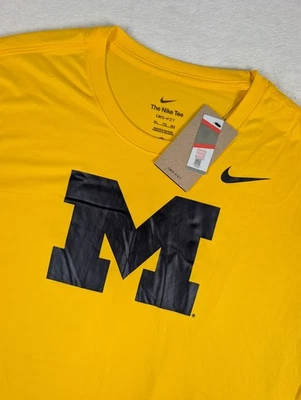 Michigan Wolverines Nike Logo Tee Mens 2XL Yellow Short Sleeve Dri Fit NWT - Image 1 of 4