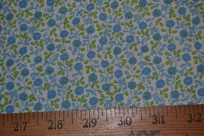Cotton fabric, blue & white floral print, 43" x 1.8 yards. - Image 1 of 4