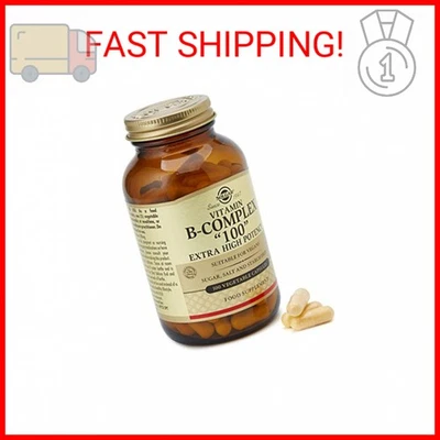 Solgar BComplex "100" Cápsulas Vegetales Salud del Corazón Sistema Nervioso Apoyo Sup Foto 1 de 2
